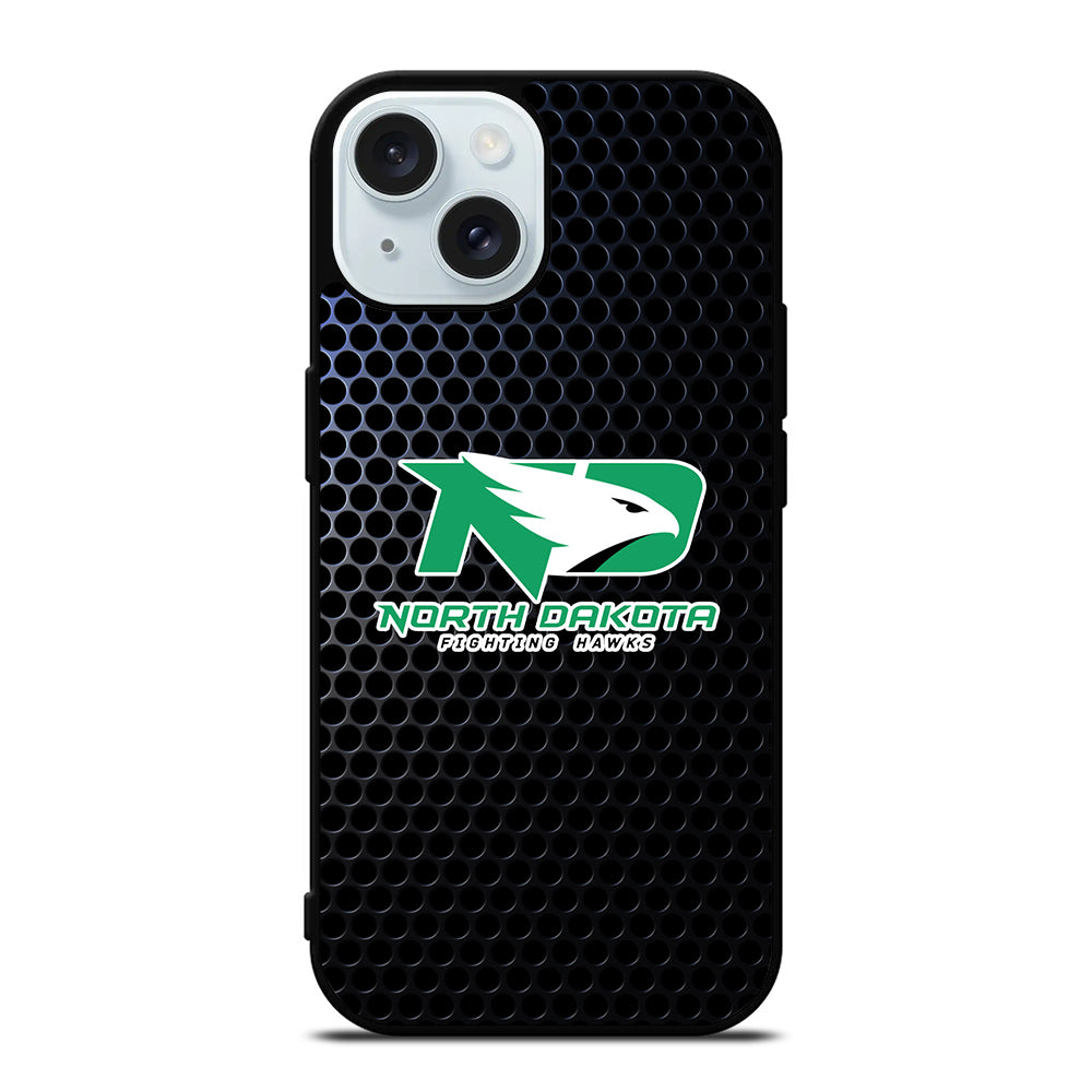 NORTH DAKOTA FIGHTING HAWKS METAL LOGO iPhone 15 Case Cover