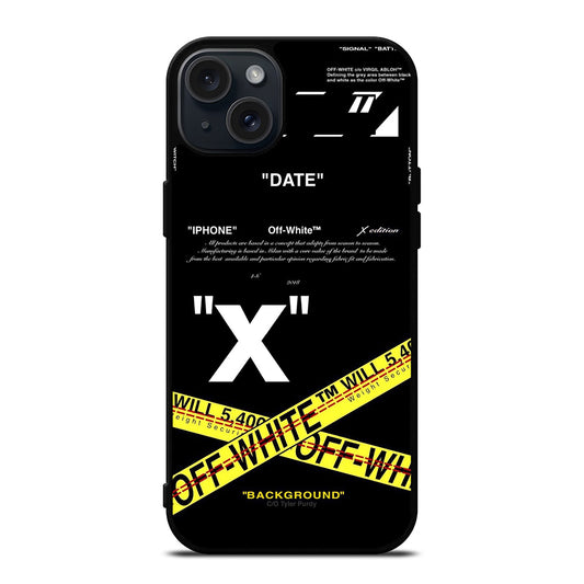 OFF WHITE YELLOW CROSS 2 iPhone 15 Plus Case Cover