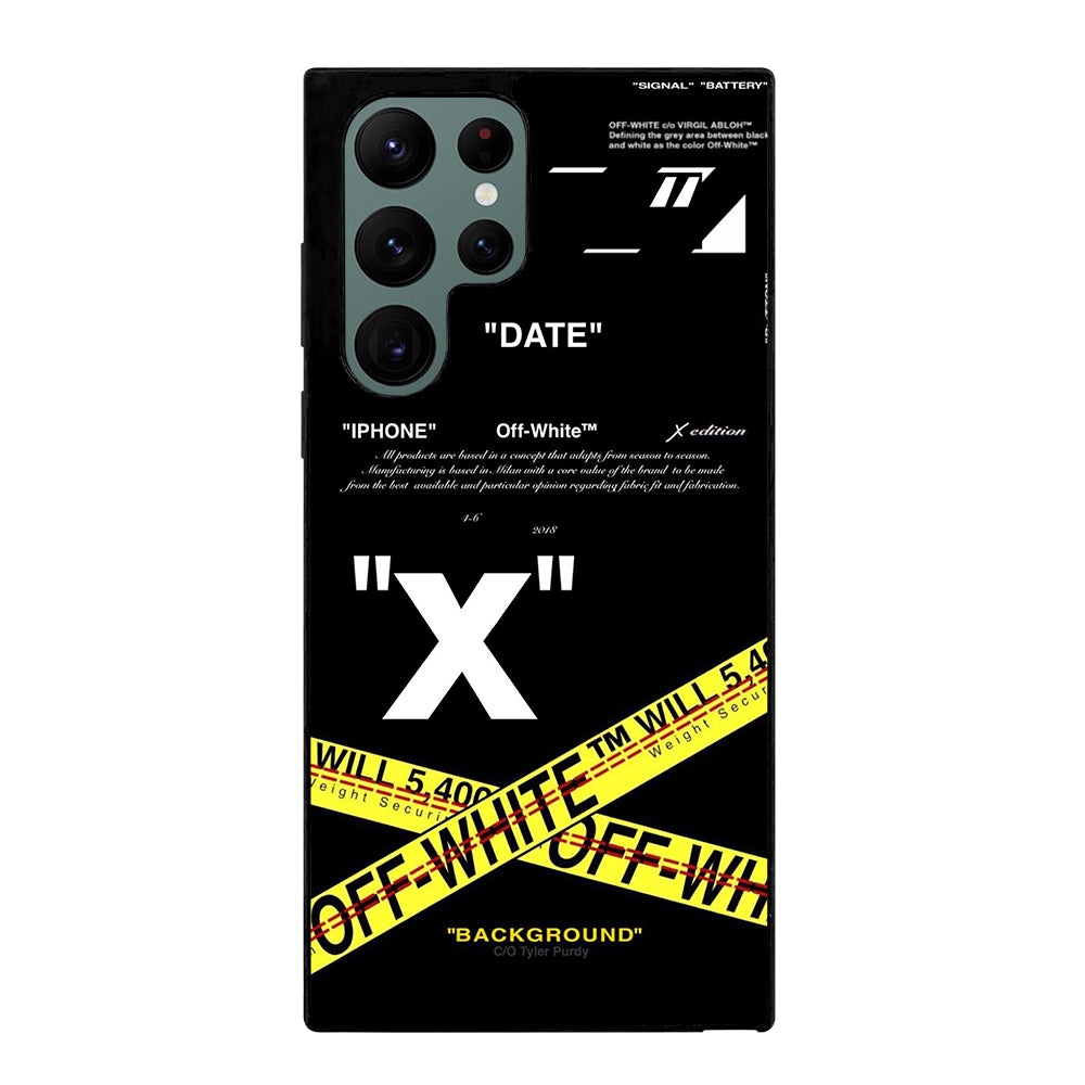 OFF WHITE YELLOW CROSS 2 Samsung Galaxy S22 Ultra Case Cover