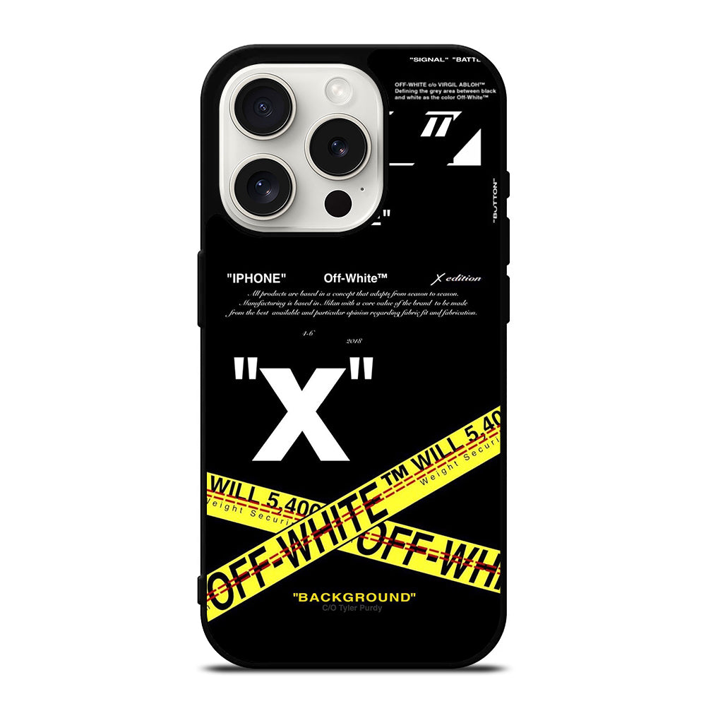 OFF WHITE YELLOW CROSS 2 iPhone 15 Pro Case Cover