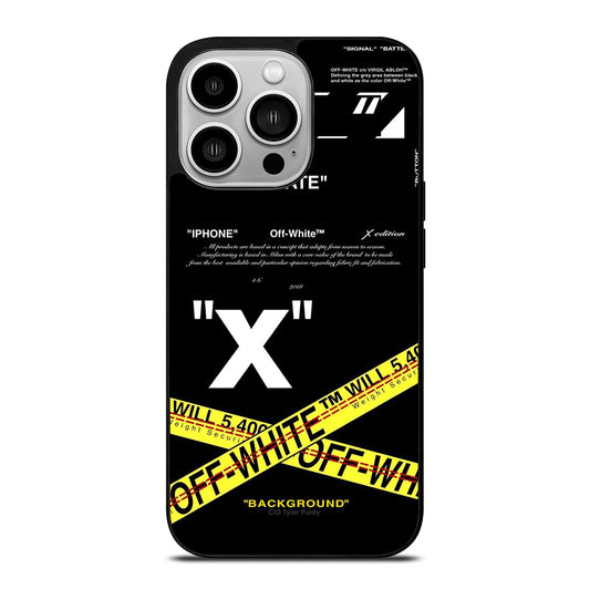 OFF WHITE YELLOW CROSS 2 iPhone 14 Pro Case Cover