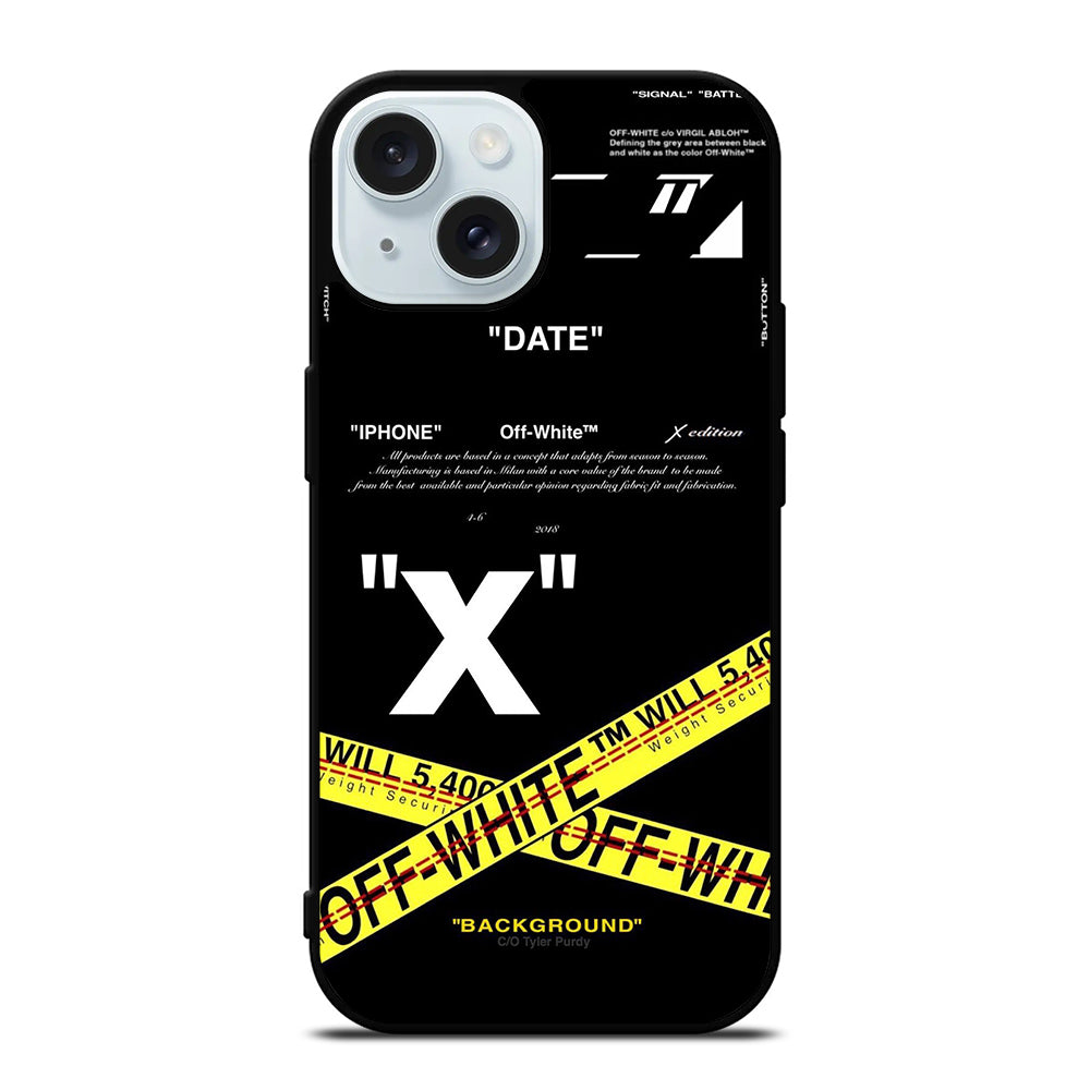 OFF WHITE YELLOW CROSS 2 iPhone 15 Case Cover
