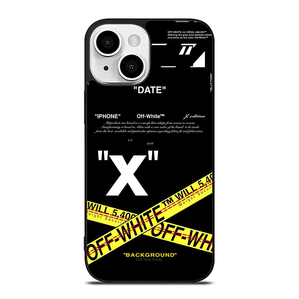 OFF WHITE YELLOW CROSS 2 iPhone 13 Mini Case Cover