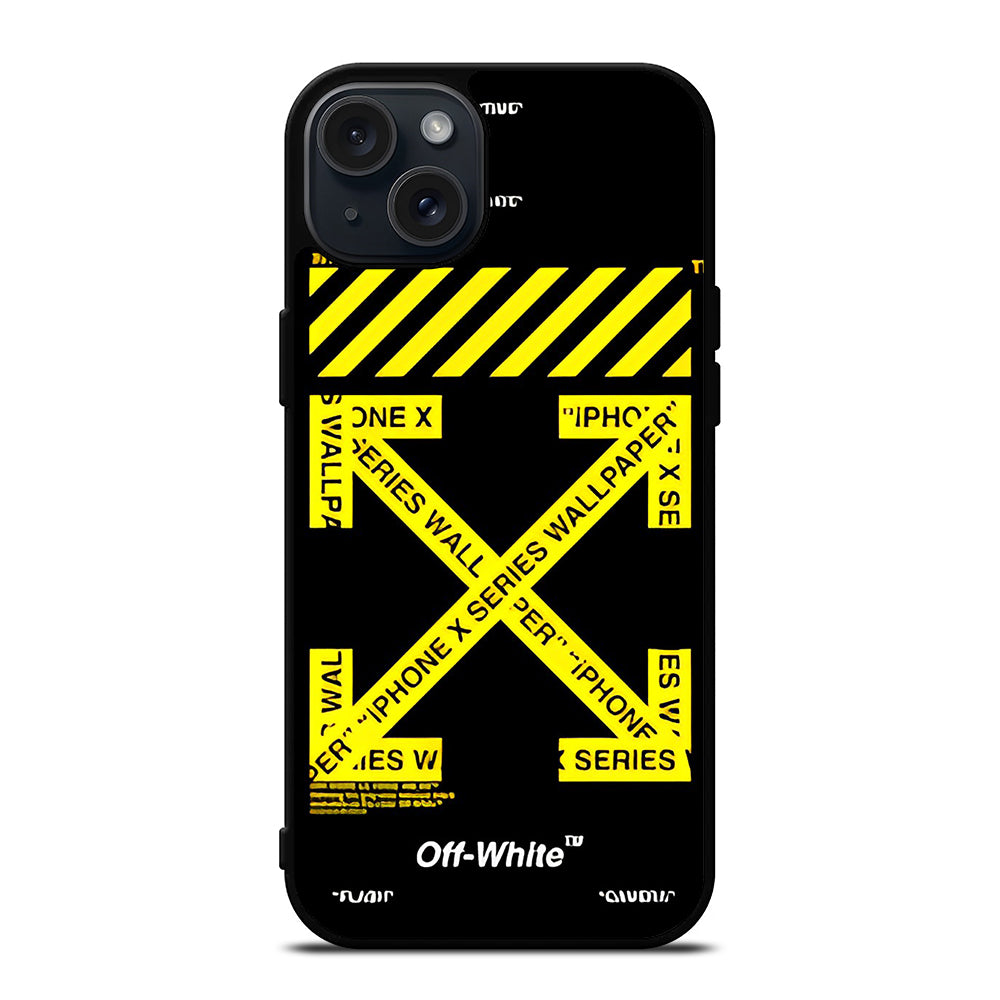 OFF WHITE YELLOW CROSS 3 iPhone 15 Plus Case Cover
