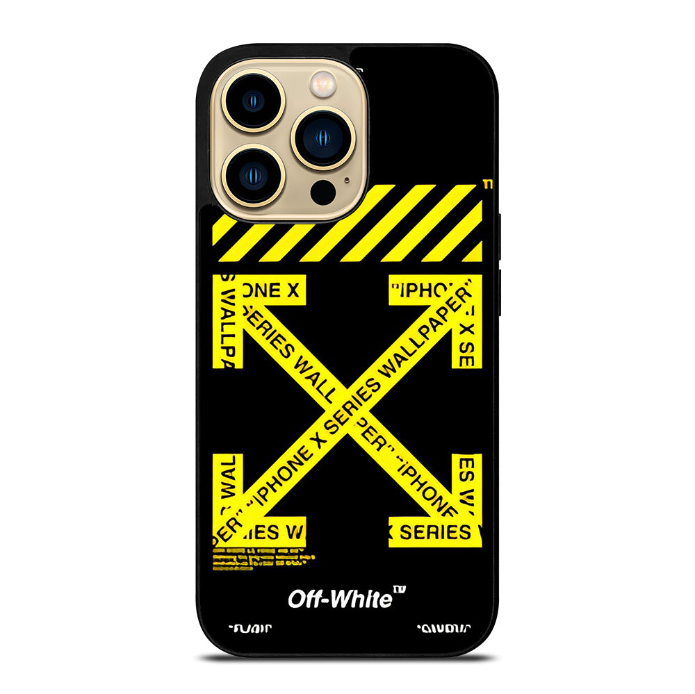 OFF WHITE YELLOW CROSS 3 iPhone 14 Pro Max Case Cover