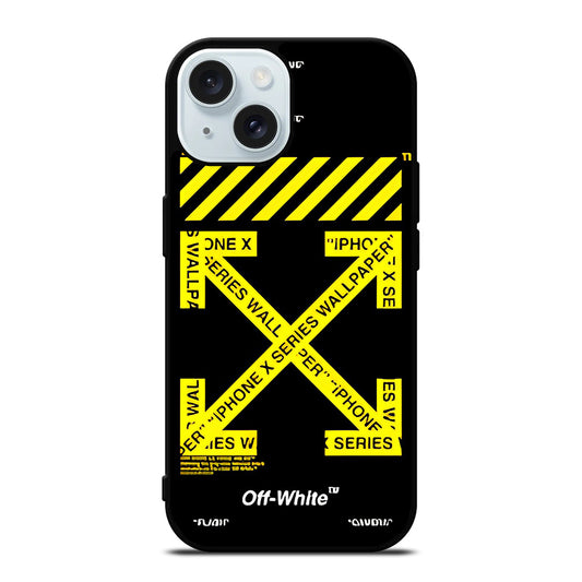 OFF WHITE YELLOW CROSS 3 iPhone 15 Case Cover