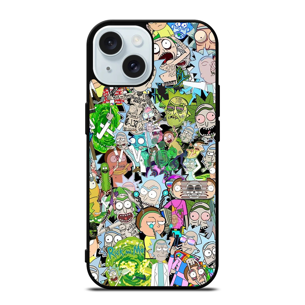 RICK AND MORTY COLLAGE CARTOON iPhone 15 Case Cover