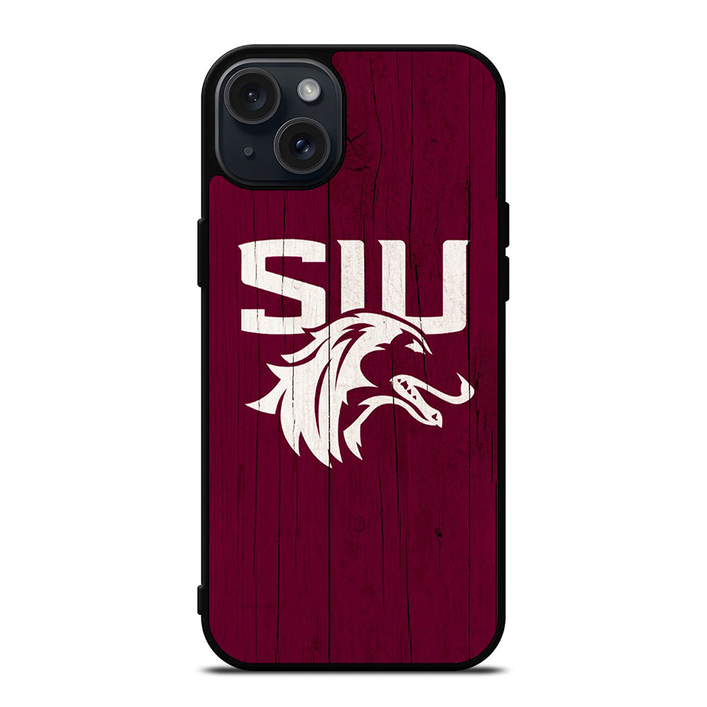 SOUTHERN ILLINOIS SALUKIS WOODEN LOGO iPhone 15 Plus Case Cover