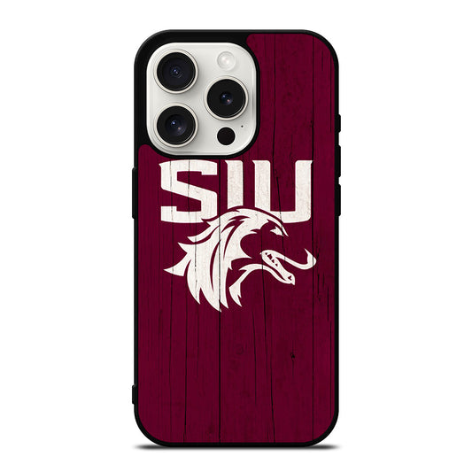 SOUTHERN ILLINOIS SALUKIS WOODEN LOGO iPhone 15 Pro Case Cover
