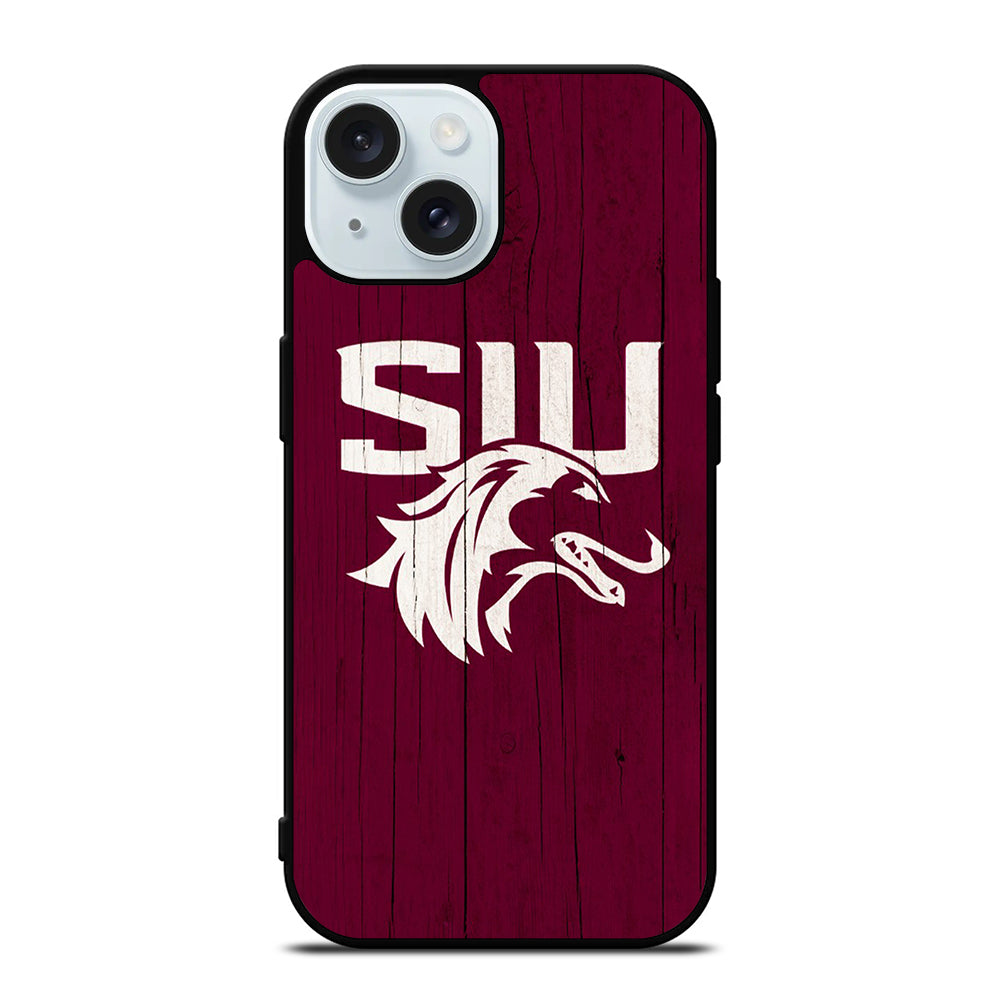 SOUTHERN ILLINOIS SALUKIS WOODEN LOGO iPhone 15 Case Cover