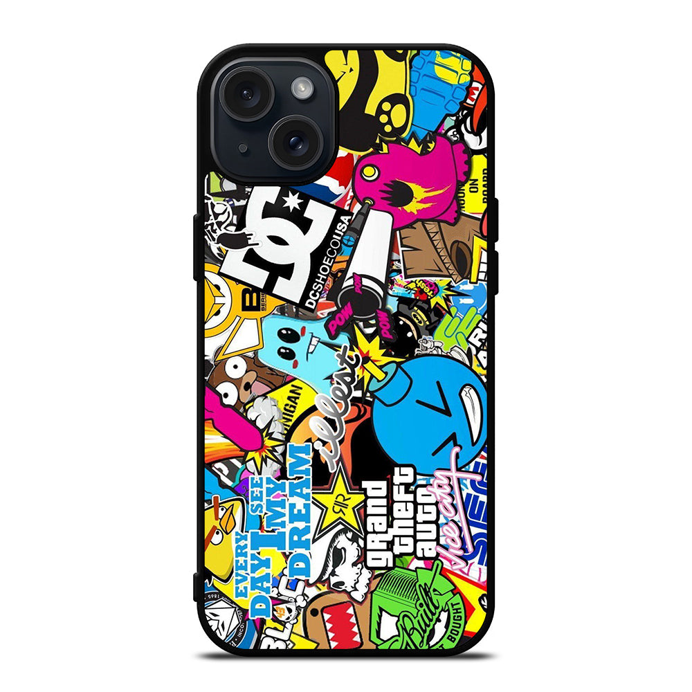 STICKER BOMB DC PATTERN 1 iPhone 15 Plus Case Cover