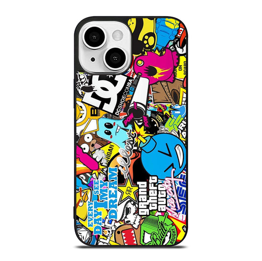 STICKER BOMB DC PATTERN 1 iPhone 13 Mini Case Cover