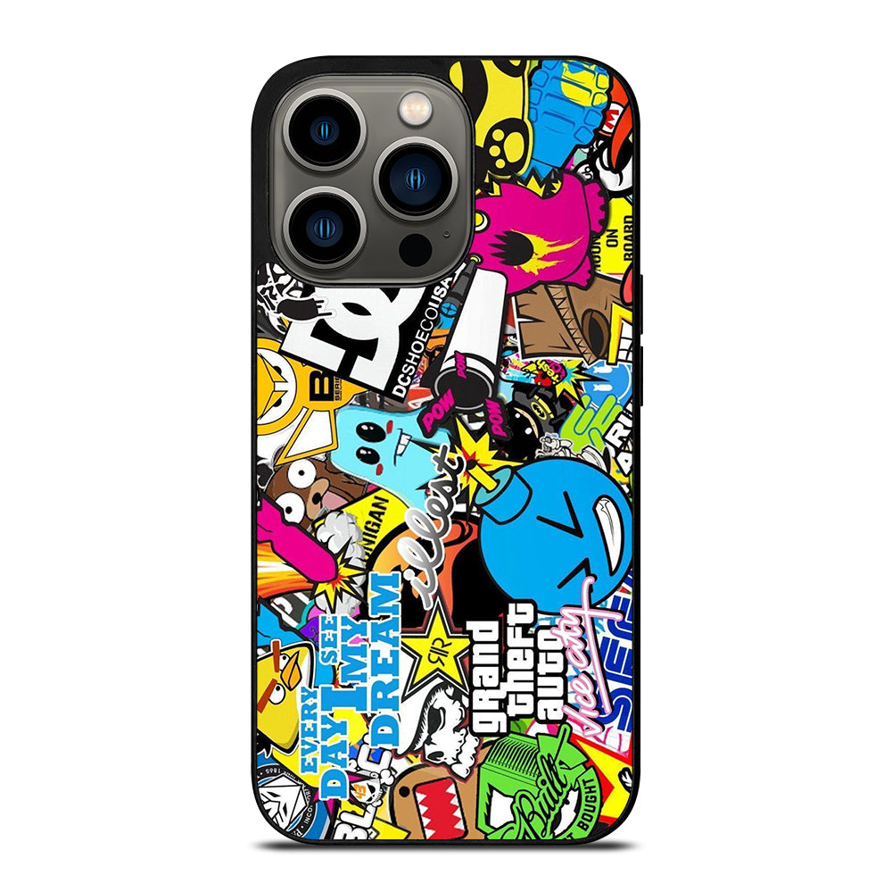 STICKER BOMB DC PATTERN 1 iPhone 13 Pro Case Cover