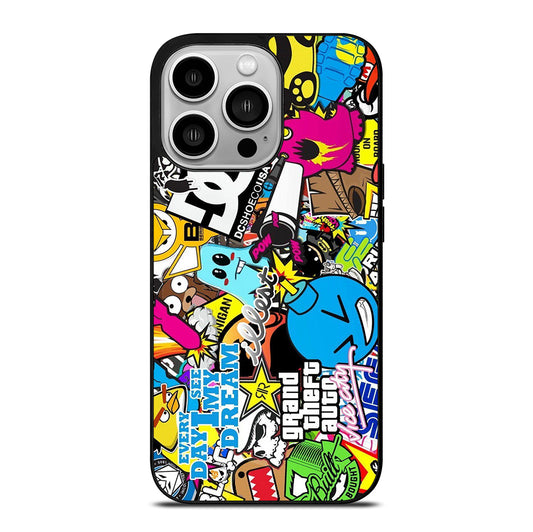 STICKER BOMB DC PATTERN 1 iPhone 14 Pro Case Cover