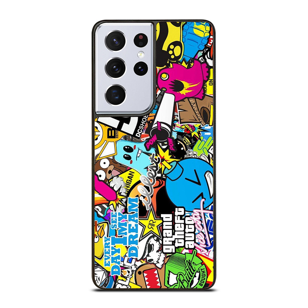 STICKER BOMB DC PATTERN 1 Samsung Galaxy S21 Ultra Case Cover