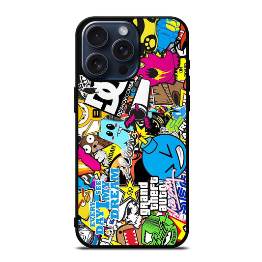 STICKER BOMB DC PATTERN 1 iPhone 15 Pro Max Case Cover