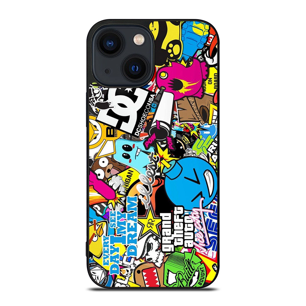 STICKER BOMB DC PATTERN 1 iPhone 14 Plus Case Cover