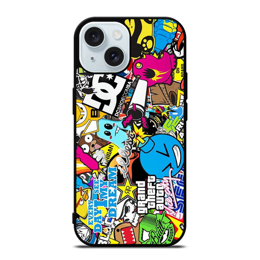 STICKER BOMB DC PATTERN 1 iPhone 15 Case Cover