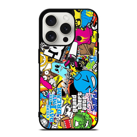 STICKER BOMB DC PATTERN 1 iPhone 15 Pro Case Cover