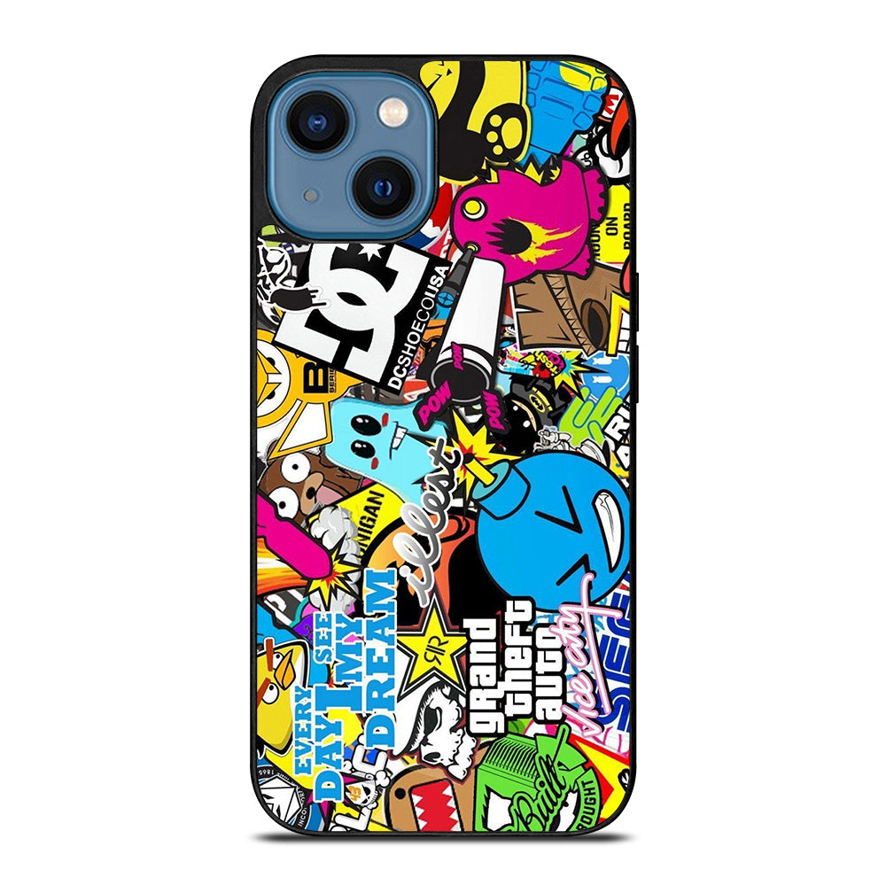STICKER BOMB DC PATTERN 1 iPhone 14 Case Cover