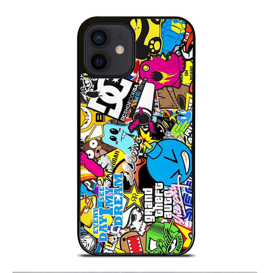 STICKER BOMB DC PATTERN 1 iPhone 12 Mini Case Cover