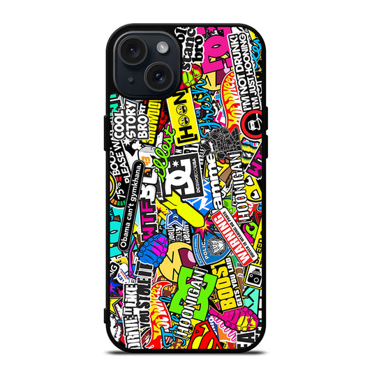 STICKER BOMB DC PATTERN 2 iPhone 15 Plus Case Cover