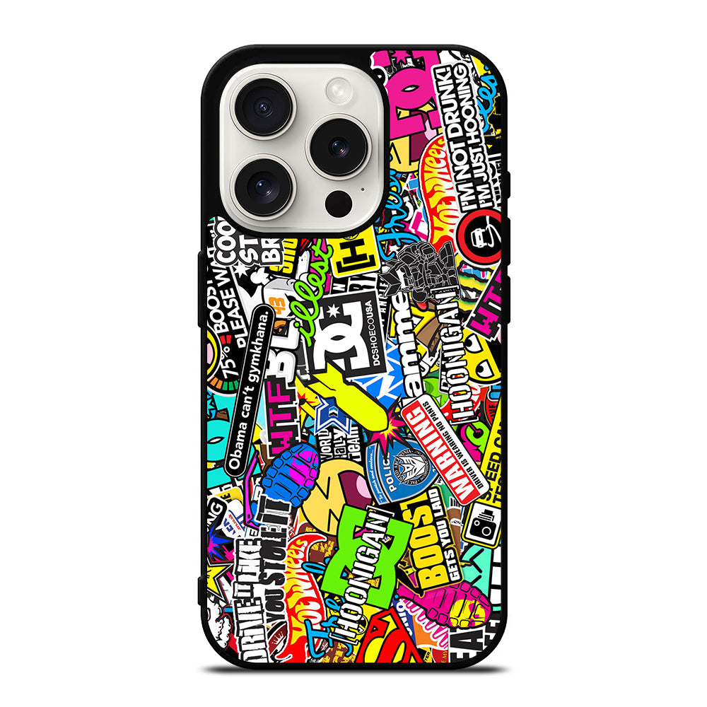 STICKER BOMB DC PATTERN 2 iPhone 15 Pro Case Cover