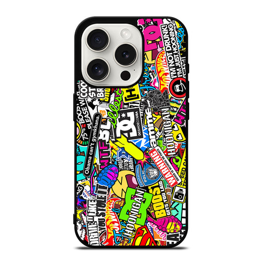 STICKER BOMB DC PATTERN 2 iPhone 15 Pro Case Cover