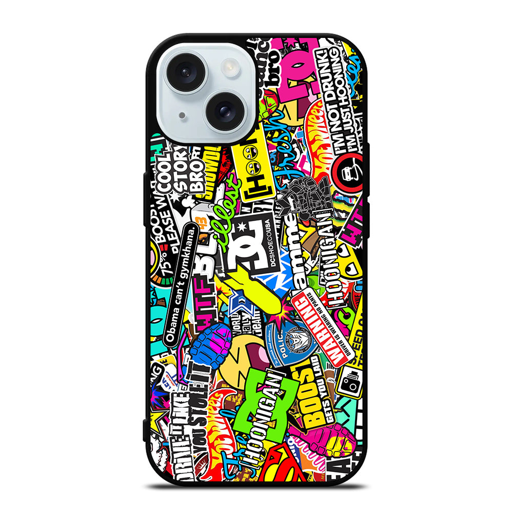 STICKER BOMB DC PATTERN 2 iPhone 15 Case Cover