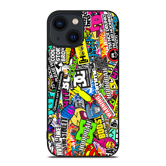 STICKER BOMB DC PATTERN 2 iPhone 14 Plus Case Cover