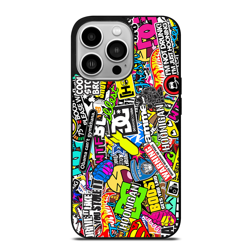 STICKER BOMB DC PATTERN 2 iPhone 14 Pro Case Cover