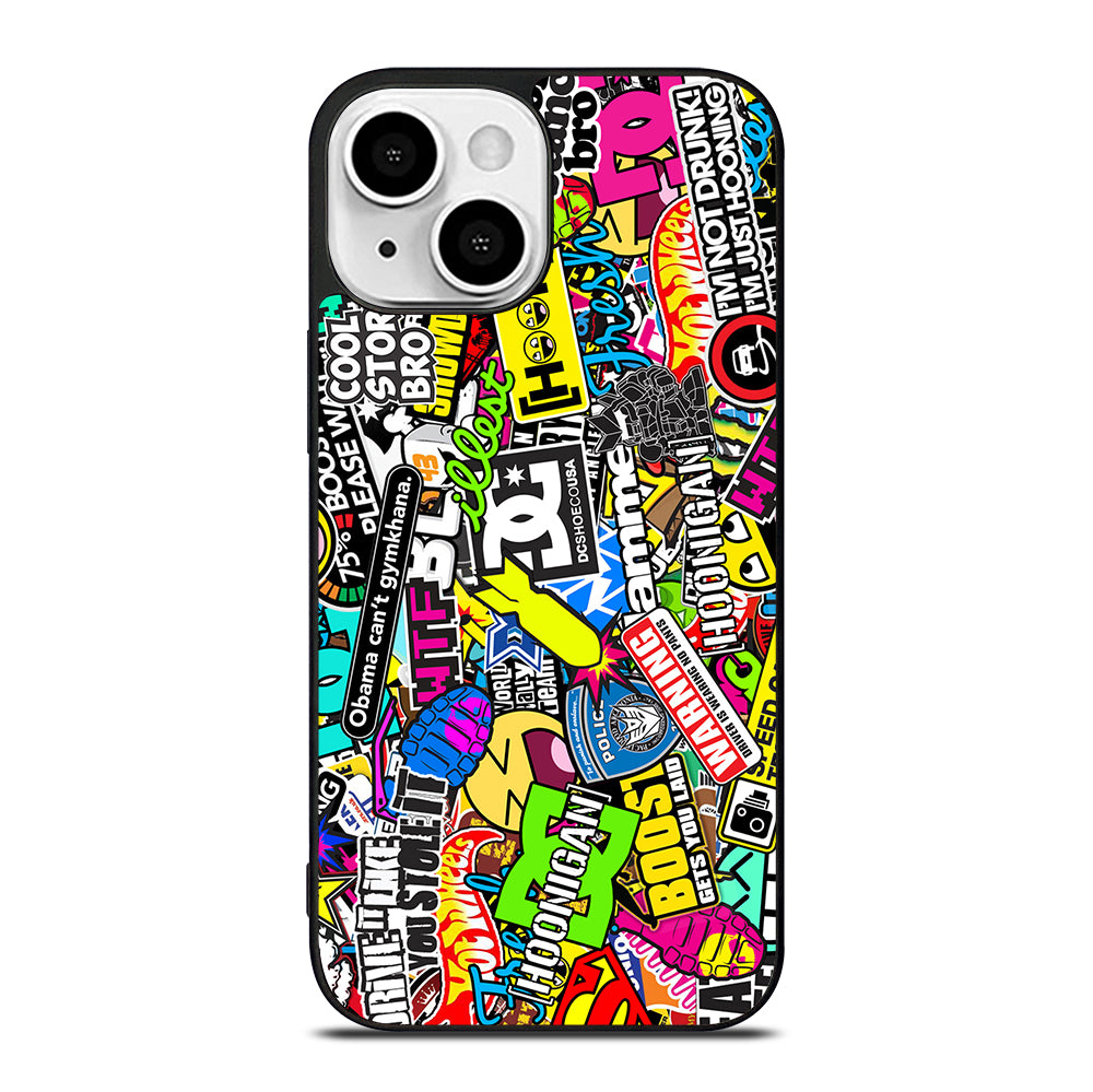 STICKER BOMB DC PATTERN 2 iPhone 13 Mini Case Cover