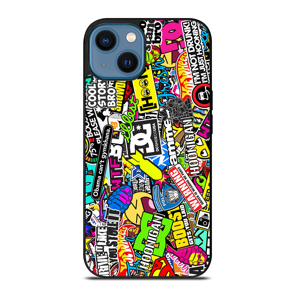STICKER BOMB DC PATTERN 2 iPhone 14 Case Cover