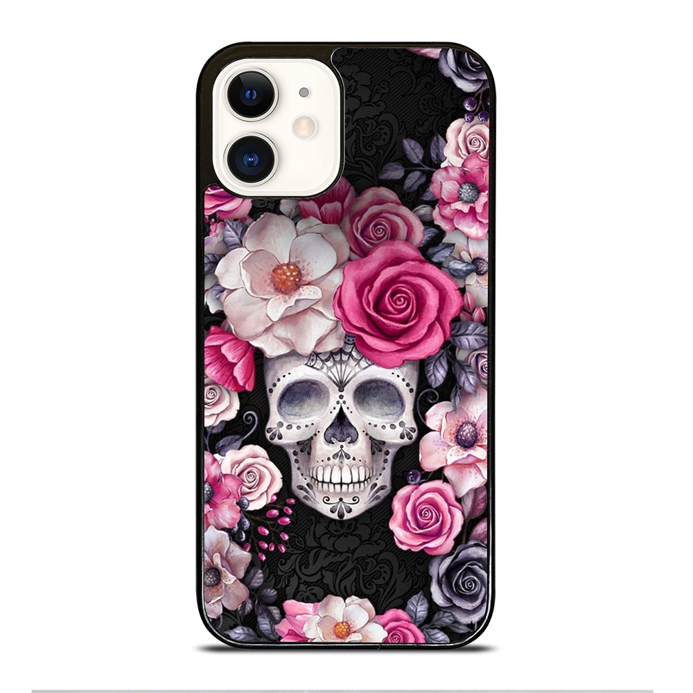 SUGAR SKULL FLOWER ROSE iPhone 12 Case Cover