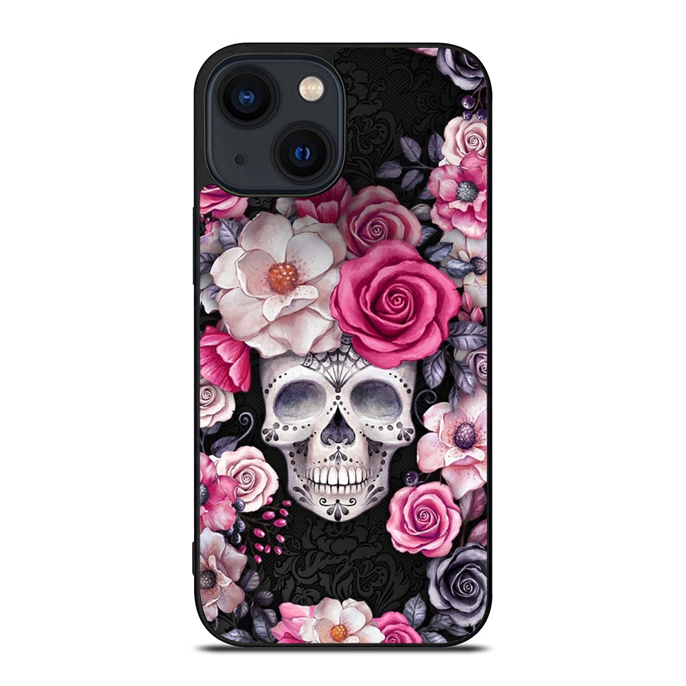SUGAR SKULL FLOWER ROSE iPhone 14 Plus Case Cover