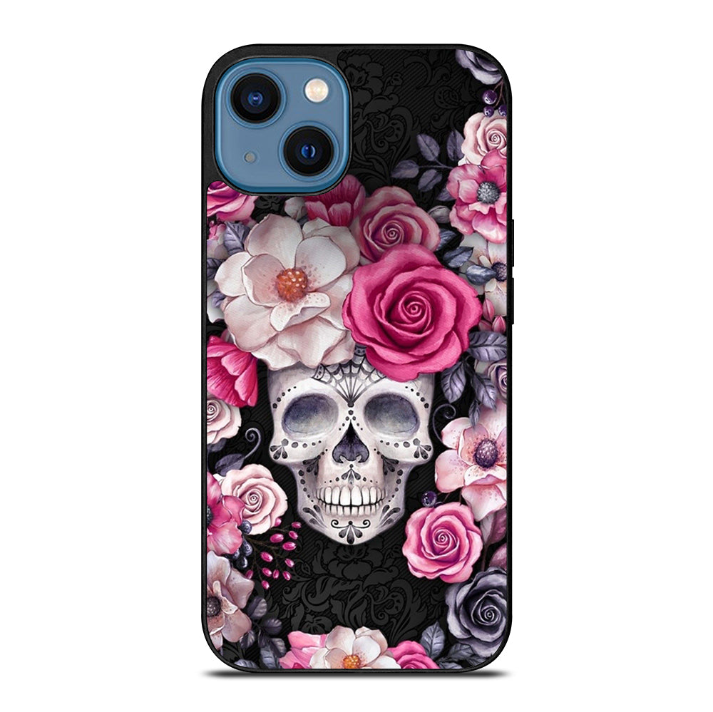SUGAR SKULL FLOWER ROSE iPhone 14 Case Cover