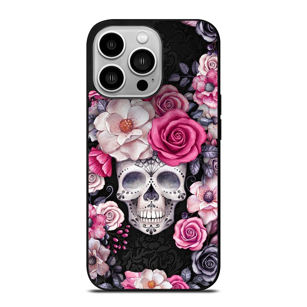 SUGAR SKULL FLOWER ROSE iPhone 14 Pro Case Cover