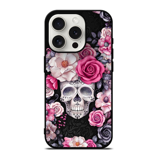 SUGAR SKULL FLOWER ROSE iPhone 15 Pro Case Cover