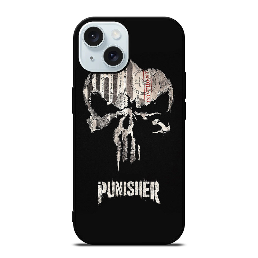 THE PUNISHER MARVEL BLACK LOGO iPhone 15 Case Cover