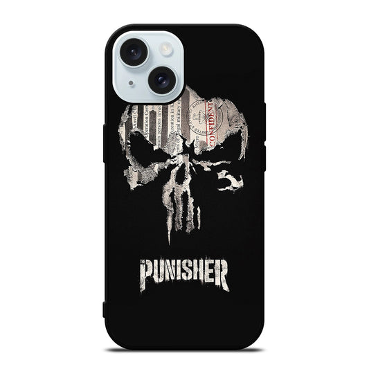 THE PUNISHER MARVEL BLACK LOGO iPhone 15 Case Cover