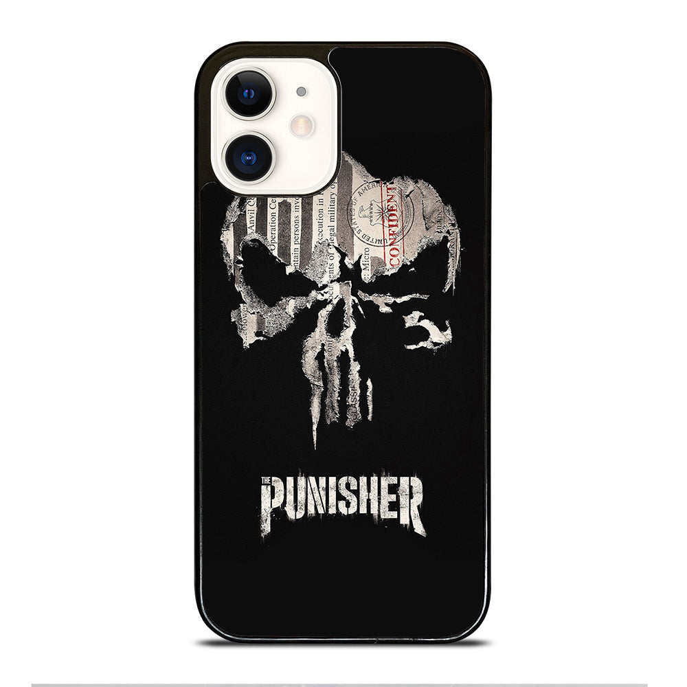 THE PUNISHER MARVEL BLACK LOGO iPhone 12 Case Cover