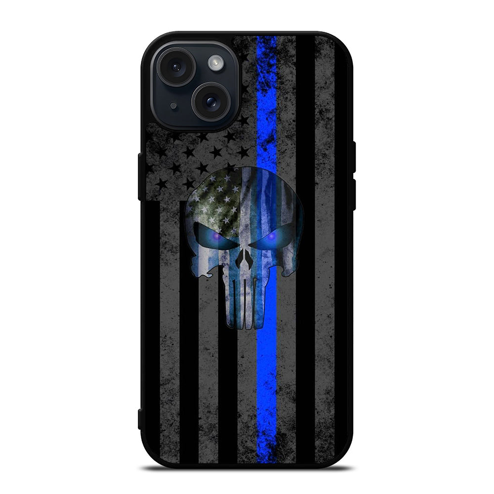 THIN BLUE LINE PUNISHER AMERICAN STRIPE LOGO iPhone 15 Plus Case Cover