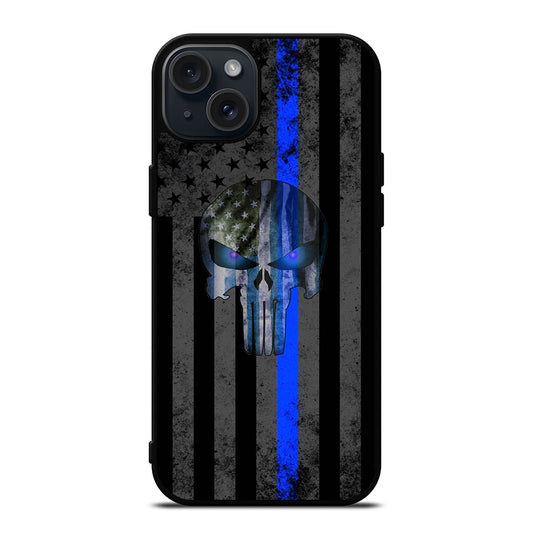 THIN BLUE LINE PUNISHER AMERICAN STRIPE LOGO iPhone 15 Plus Case Cover