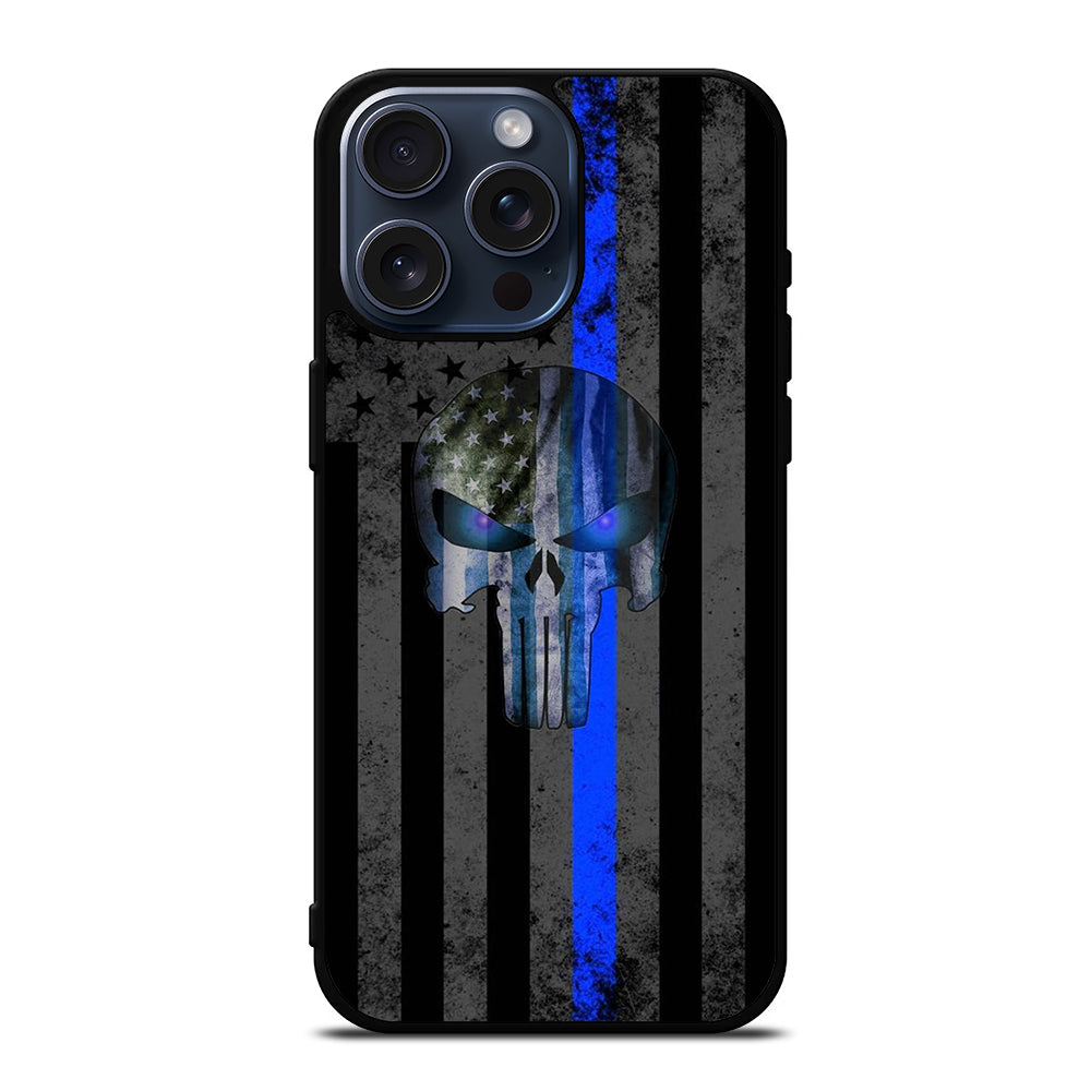 THIN BLUE LINE PUNISHER AMERICAN STRIPE LOGO iPhone 15 Pro Max Case Cover