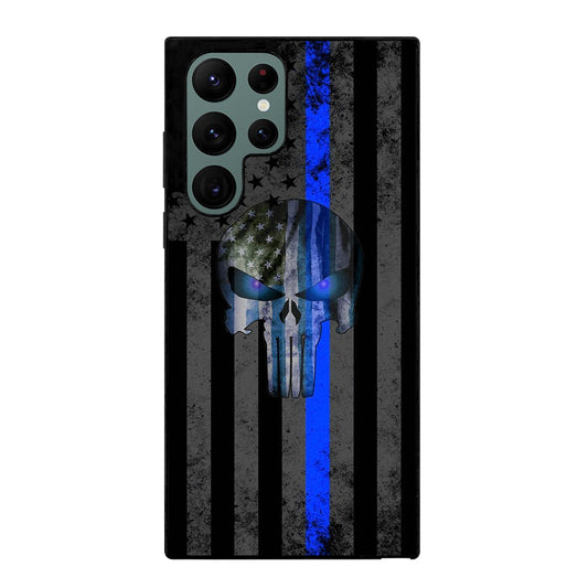 THIN BLUE LINE PUNISHER AMERICAN STRIPE LOGO Samsung Galaxy S22 Ultra Case Cover