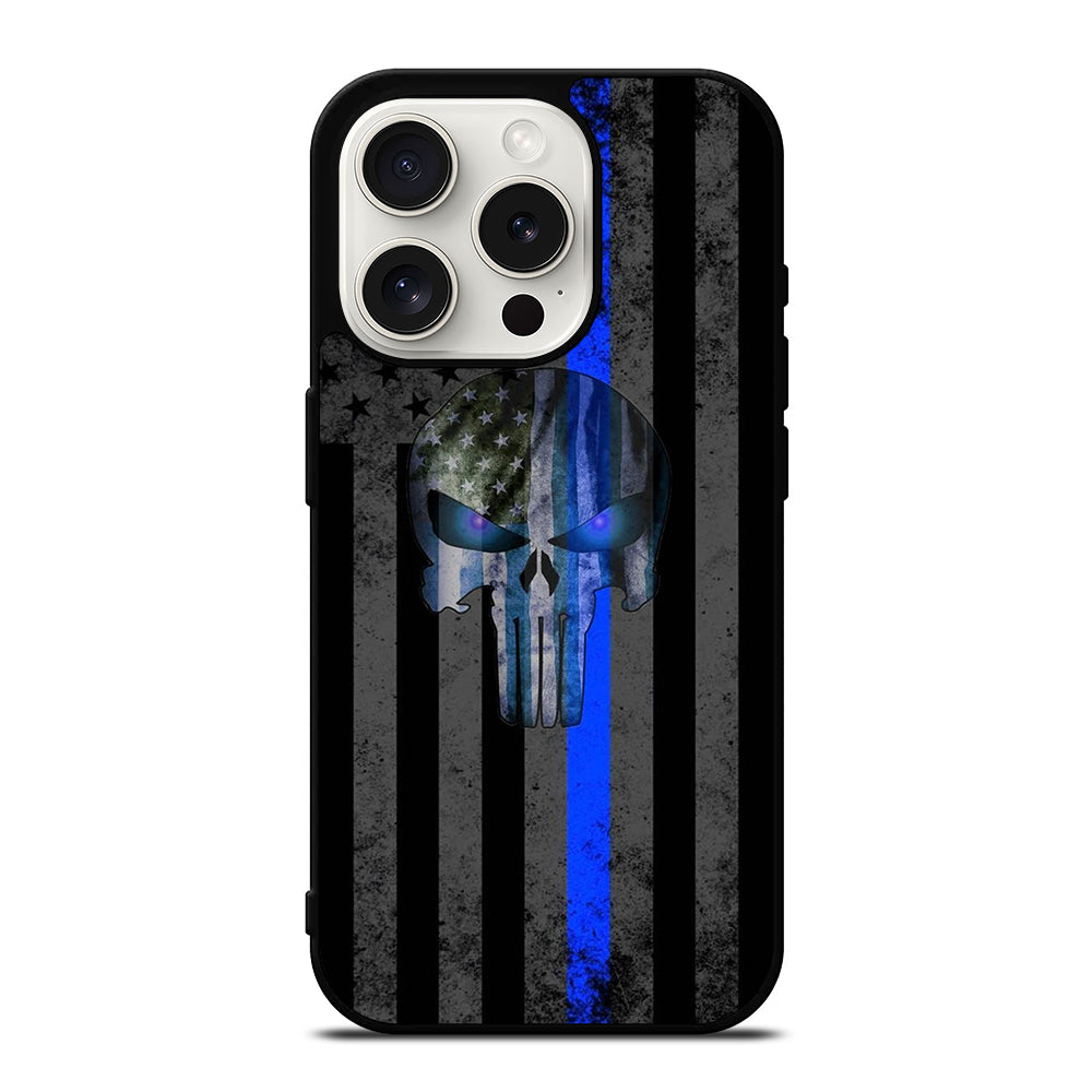 THIN BLUE LINE PUNISHER AMERICAN STRIPE LOGO iPhone 15 Pro Case Cover