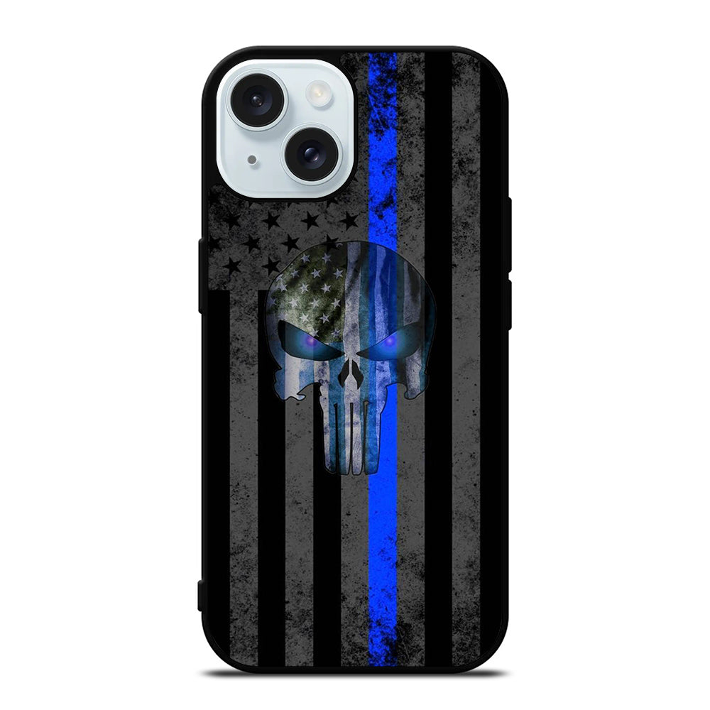 THIN BLUE LINE PUNISHER AMERICAN STRIPE LOGO iPhone 15 Case Cover