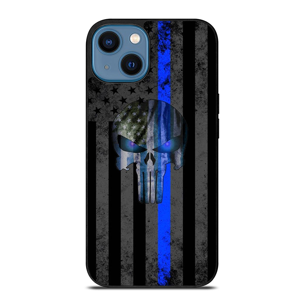 THIN BLUE LINE PUNISHER AMERICAN STRIPE LOGO iPhone 14 Case Cover