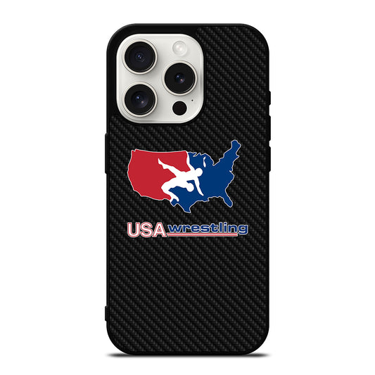 USA WRESTLING CARBON LOGO iPhone 15 Pro Case Cover