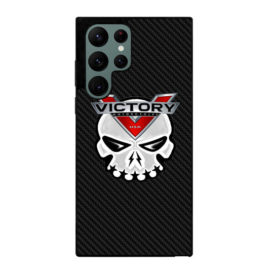 VICTORY MOTOR SKULL LOGO CARBON Samsung Galaxy S22 Ultra Case Cover